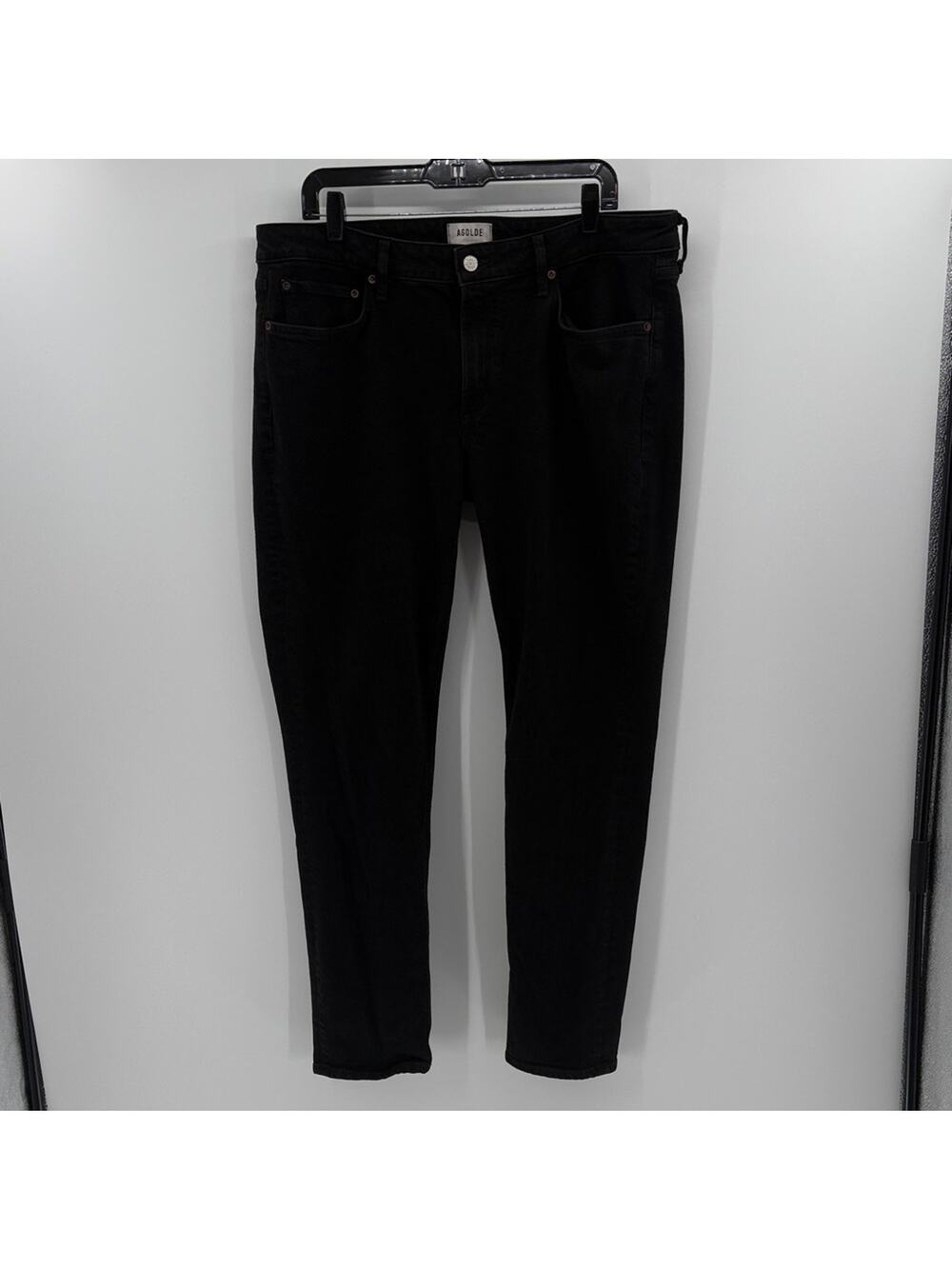 Agolde Devon Stacked Lowrise Stove-Pipe Black Jeans Organic Cotton - Black - 33
